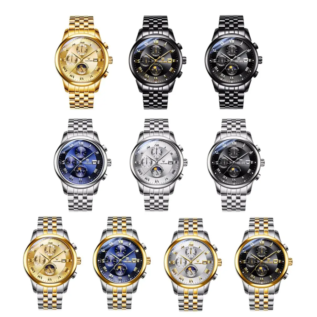 Tevise Men'S Mechanical Watch Automatic Waterproof Calendar Casual Men'S Watch Spiral Crown Watch