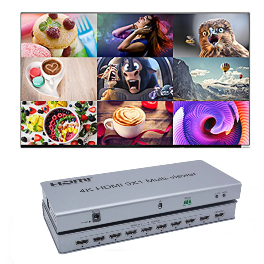 

4Ｋ 30Hz HDMI 9X1 Multi-viewer Real Time Multiviewer 9 in 1 out with HDMI seamless Switcher function IR Remote Controller