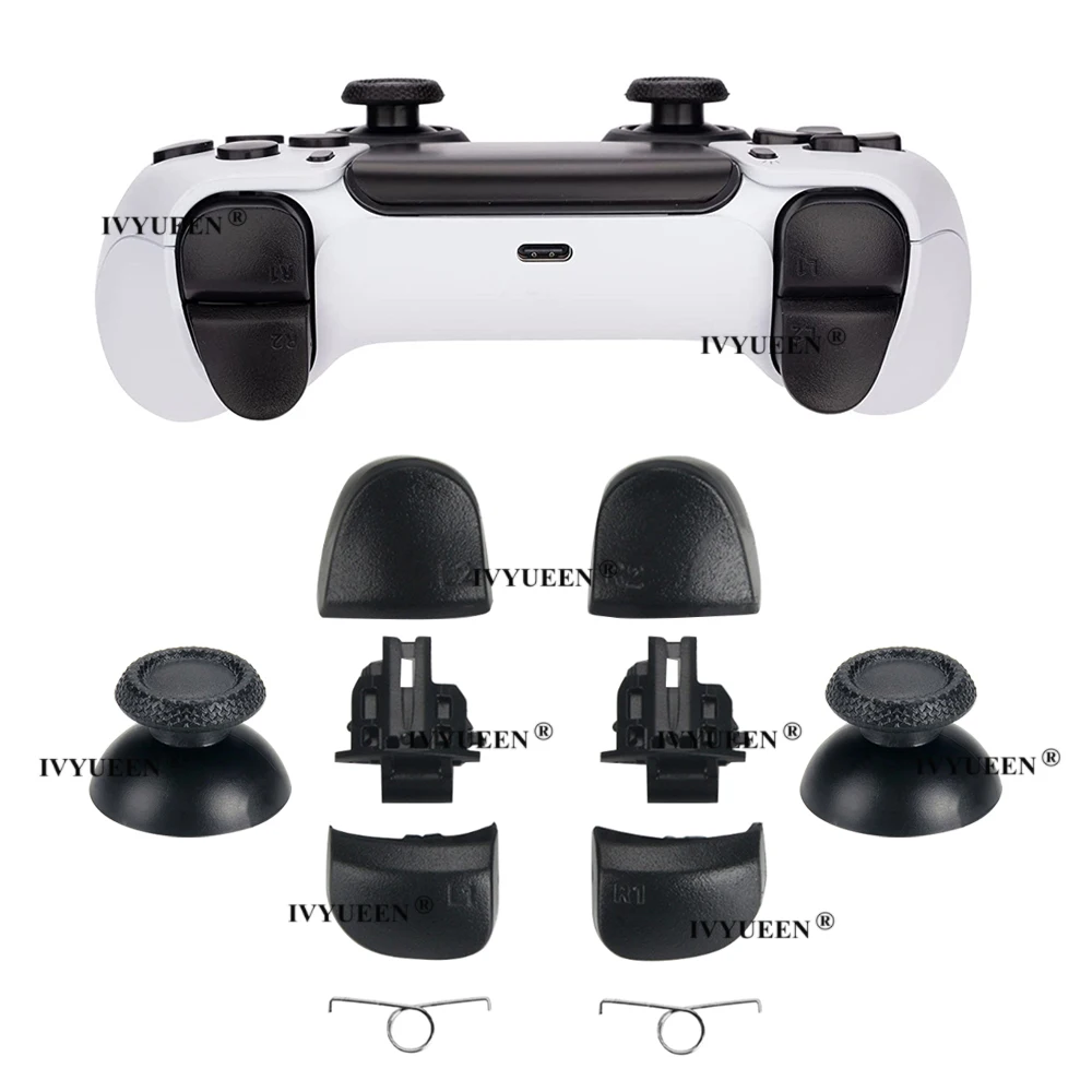 IVYUEEN-mando para PlayStation 5, PS5, L1, R1, L2, R2, botones de gatillo,  palo analógico, reparación de goma conductora para Gamepad Dualsense