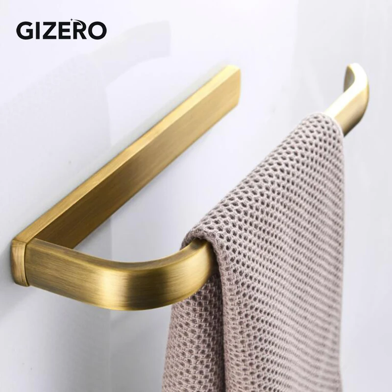 GIZERO вешалка для полотенец для ванной комнаты, твердая латунь, вешалка для полотенец, античный/хром/щетка/Золотой держатель для полотенец, настенная вешалка ZR2225