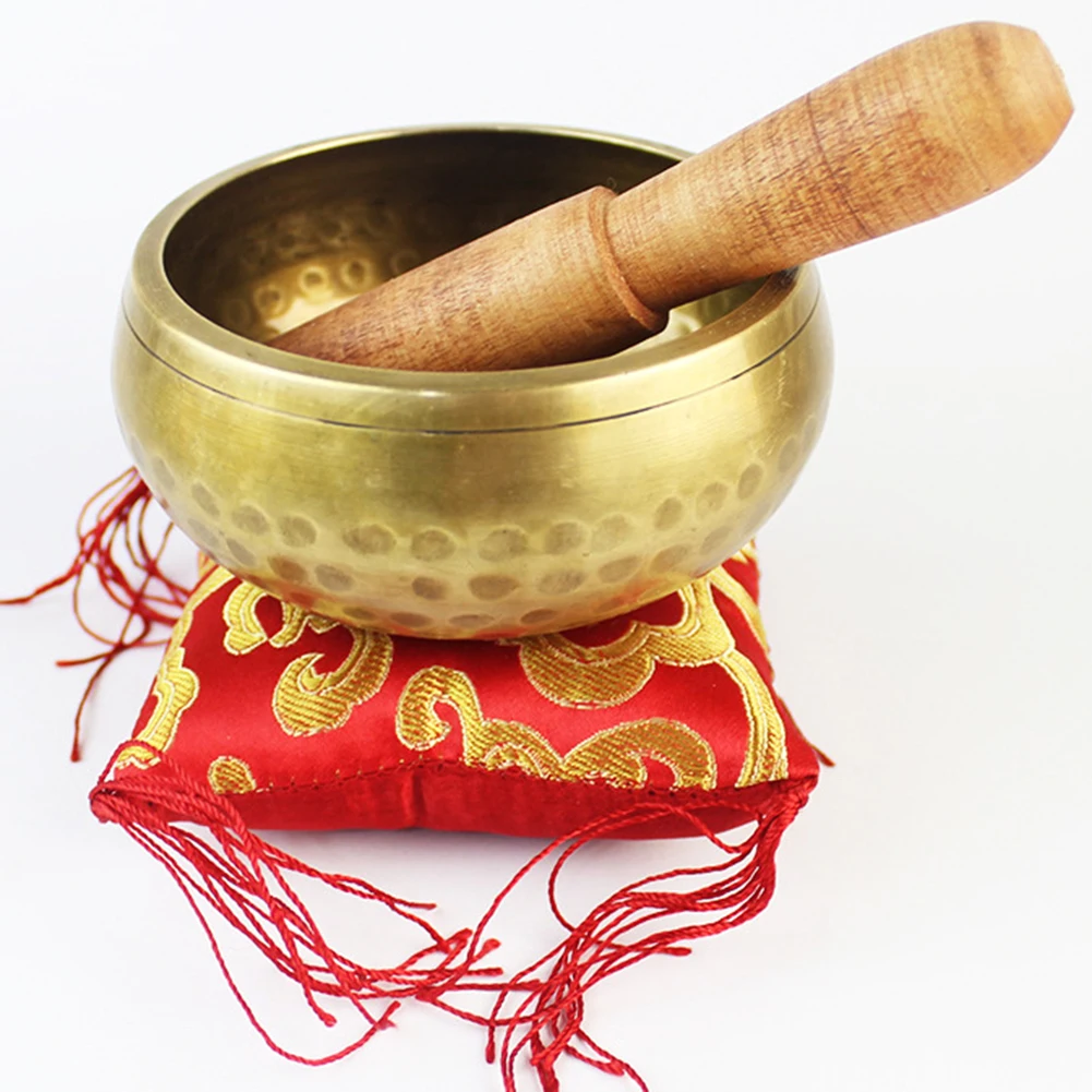 Nepal Tibet Buddha Music Therapy Chime Copper Singing Bowl Mallet Home Decor