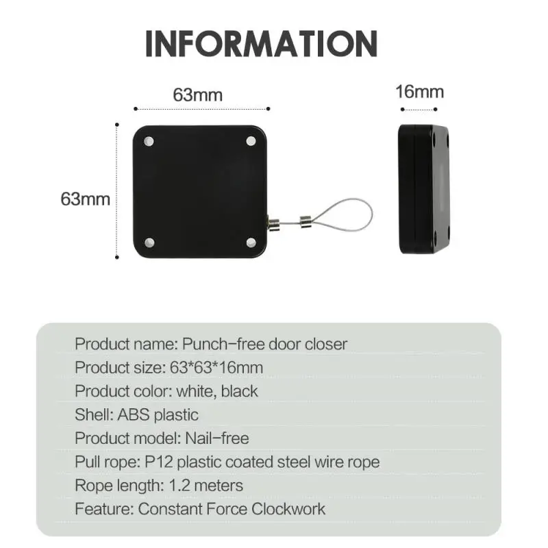 Door closer 1pc punch-free automatic for drawers