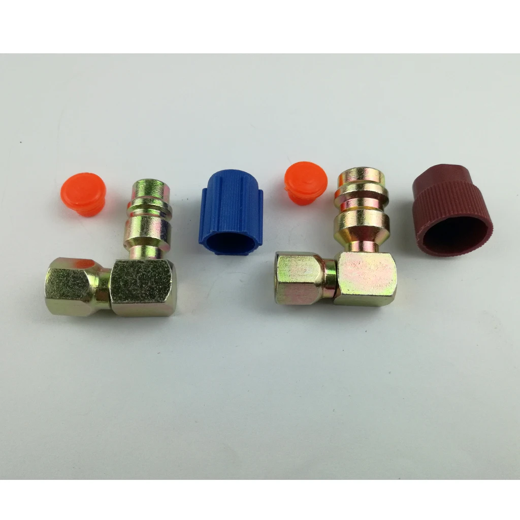 2 Pcs R12 To R134a 7/16 Adapter A/C High & Low Side Coupler Quick Disconnect Connector 90 Degrees Adapter Fitting Dropshipping