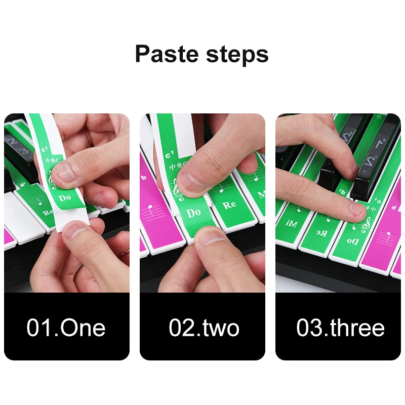 88keys piano stickers Assist novice beginners to learn piano tools Can be used repeatedly Rectangular piano key note sticker