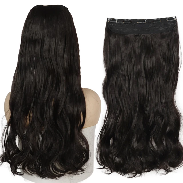 MERISIHAIR 32inch Synthetic Hair Extensions One piece 5 Clips Long Straight High Temperature Fiber Black Brown Hairpiece 88-2