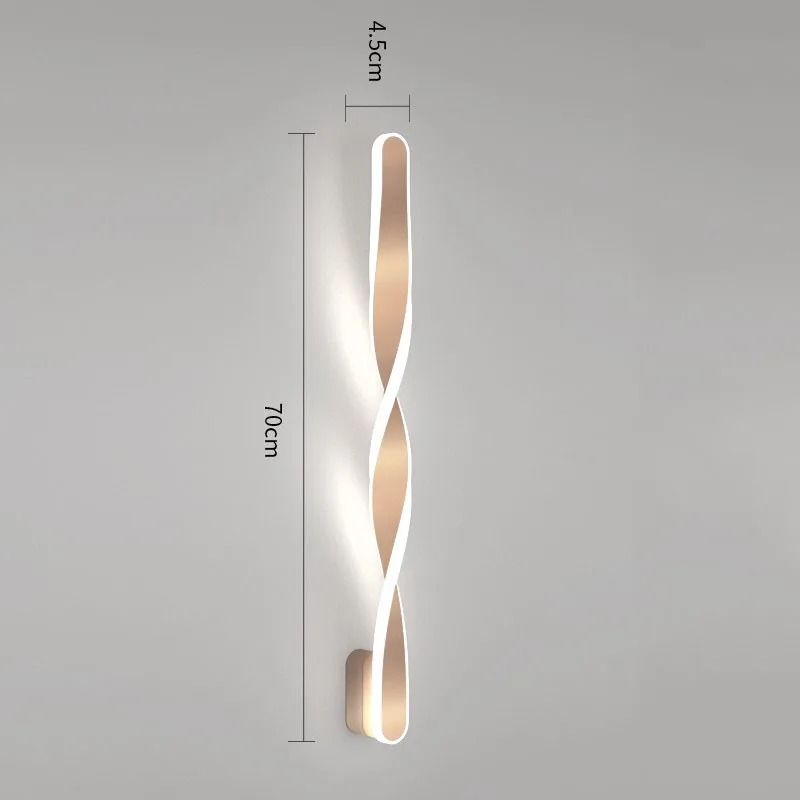 WECUS) дизайнерский специальный 70 см светодиодный настенный светильник, современный скандинавский спиральный настенный светильник, запатентованный дизайн и креативный Поворотный Настенный светильник - Цвет абажура: Gold