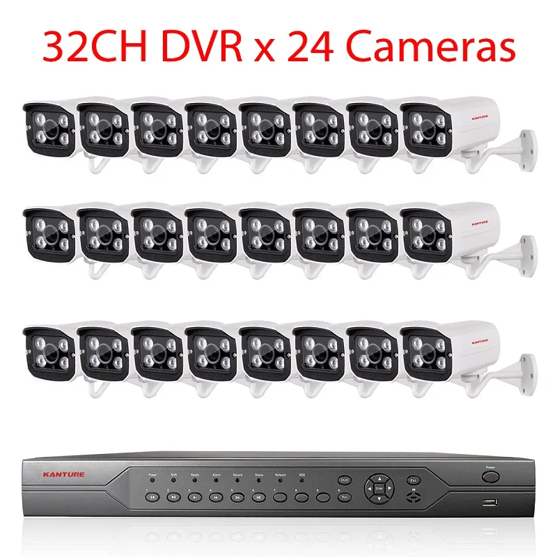 KANTURE h.265+ 32CH 4MP система видеонаблюдения 4MP CVI камера безопасности система наружного водонепроницаемого ночного видения камера видеонаблюдения комплект - Цвет: 32CH DVR x 24 Camera