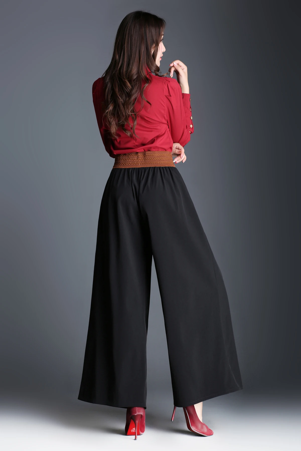 2807 весна лето широкие брюки для женщин эластичные брюки с высокой талией размера плюс свободные повседневные Панталоны Большие женские высокое качество