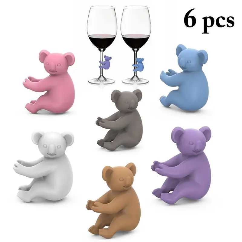 6 шт Силиконовые коала вечерние маркер на стакан для вина талисманы питьевой Бадди чашки идентификация чашки этикетки тег знаки