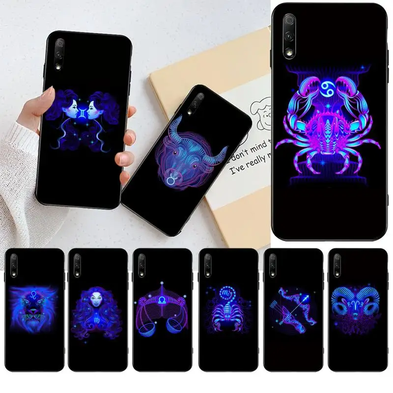 Чехол-накладка для Huawei Nova 6se 7 7pro 7se honor 7A 8A 7C Prime2019 12 знаков зодиака созвездие черный