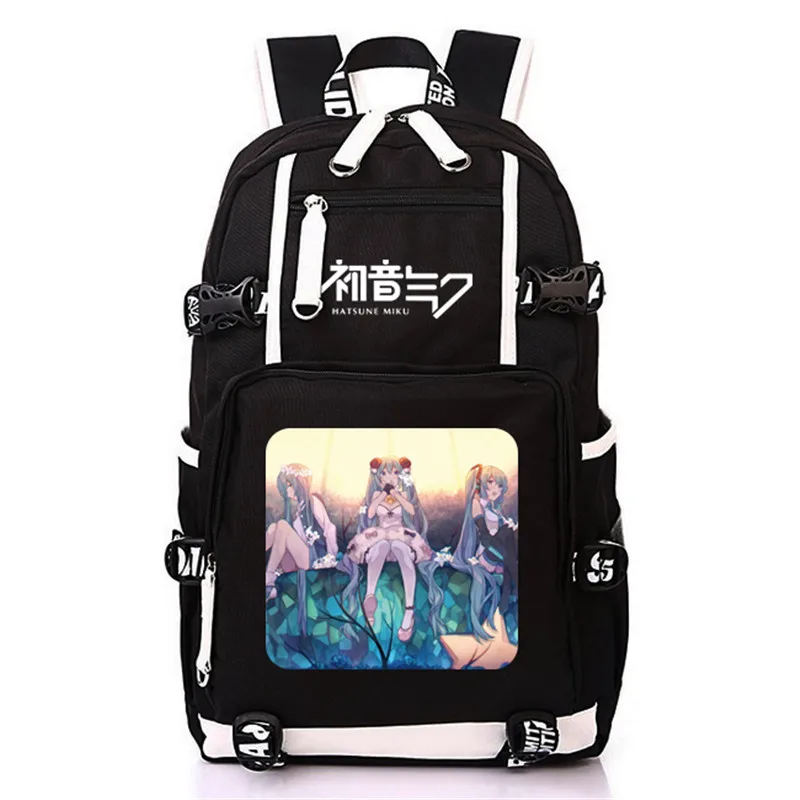 Style-16 Модная Аниме Хацунэ Мику Vocaloid Студенческая сумка для отдыха и путешествий с usb зарядным портом школьные сумки для подростков мальчиков и девочек - Цвет: Style-16