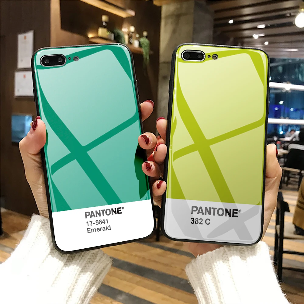 

For Samsung galaxy S10E S10 plus Tempered glass Phone case For Samsung galaxy S9/S8 Plus Note 9 8 Pantone plain colour