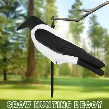 

SGODDE Crow Hunting Decoy Fake Bird Deterrent Repeller Scarer Yard Lake Decoration Black White Plastic Waterproof Sculptures