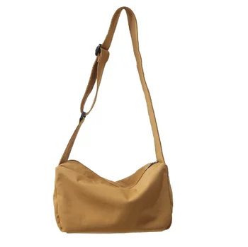

Korean version of the simple casual shoulder bag fashion female bag retro student shoulder bag solid color nylon crossbody bag