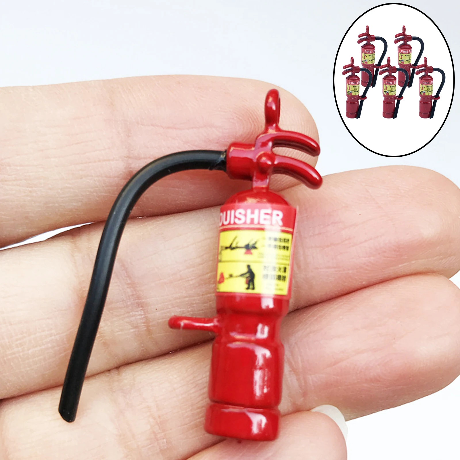 Miniature Red Cast Metal Fire Extinguisher 1 1/4" Tall DOLLHOUSE 1:12 