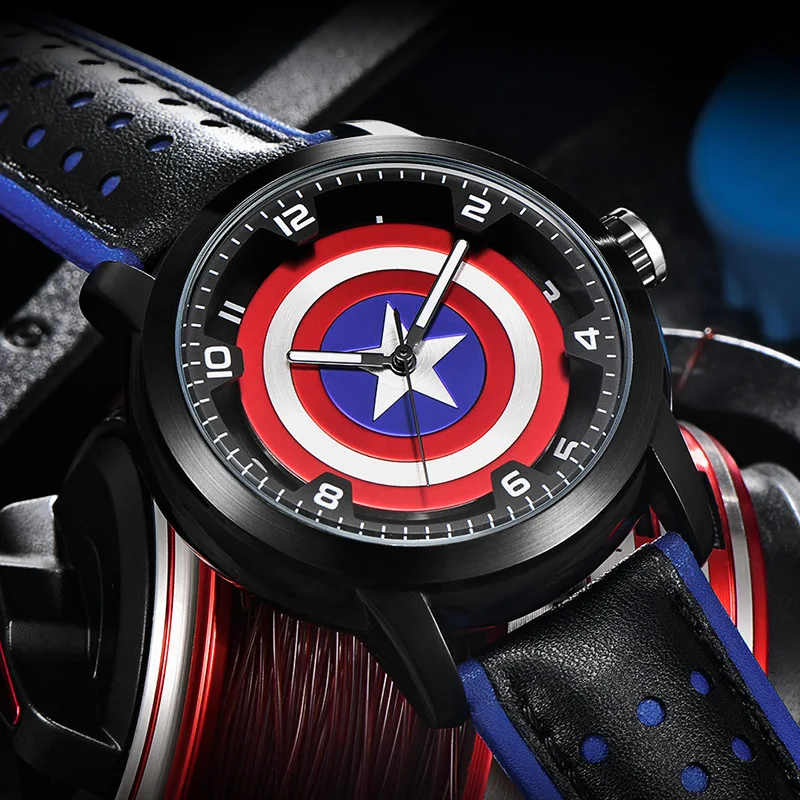 Disney MARVEL Мстители Капитан Америка мужские модные крутые спортивные часы с