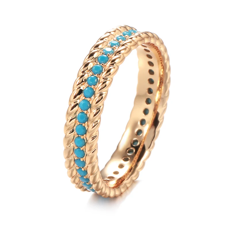 Женское кольцо из розового золота 585 пробы с бирюзовым покрытием | Украшения и