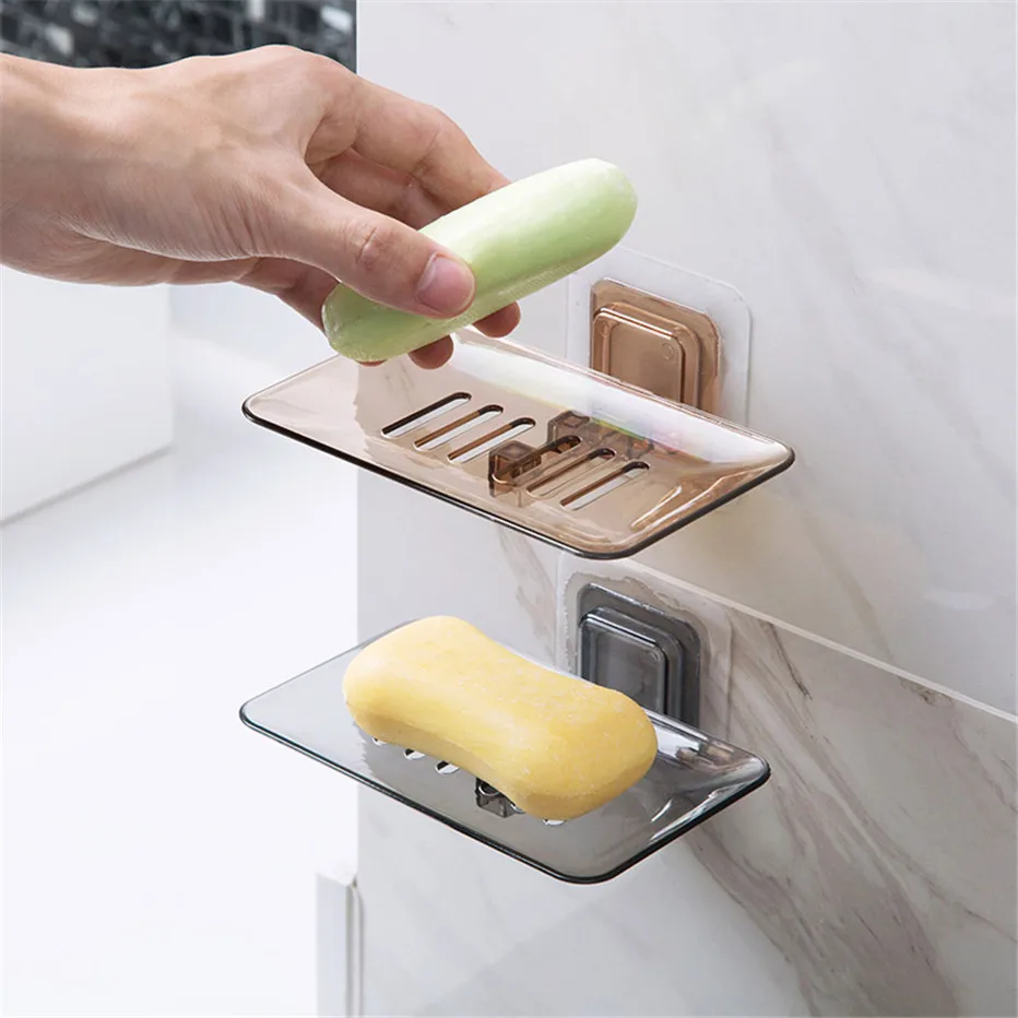 Soap Drain Box Rack Tray Holder Plastic Suction Cup Dish Storage Plate Wall Bathroom Accessories | Обустройство дома