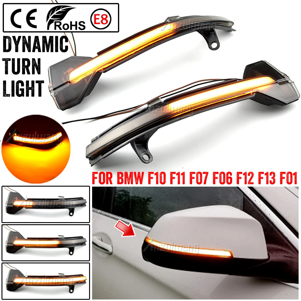 Dynamic LED Side Mirror Turn Signal Indicator Lights For BMW F10 F11 F12 F13 GT