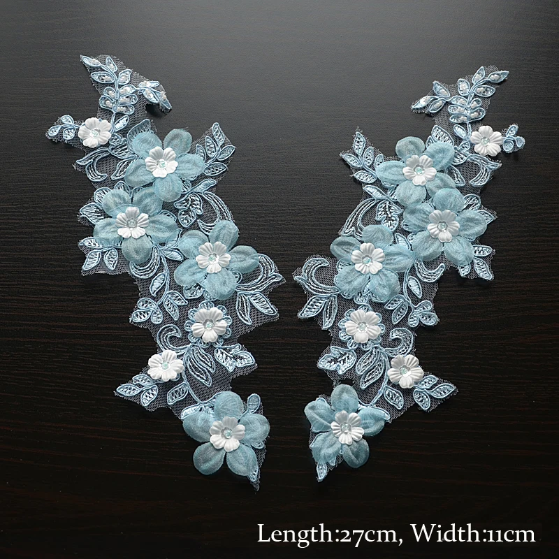 1 пара розовая Кружевная аппликация с блестками для свадебного платья|Аппликации