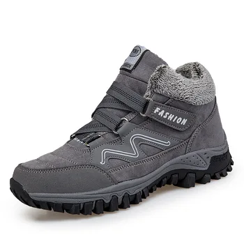 

Large Size 45 Men Sports Boots Women's Winter Suede Round-toe Non-slip Plush Sneakers Snow Ankle Boots Warm Hiking Running Shoe