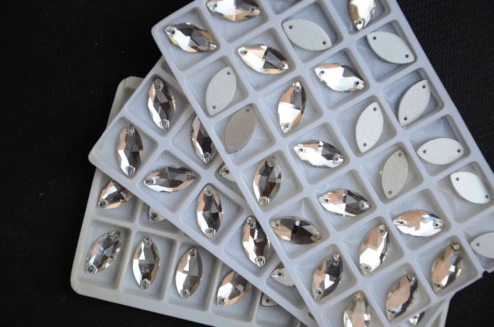 

All Sizes Crystal Cler Color Navette Sew on stone 5*10mm,6*12mm,7*15mm,9*18mm,13*22mm,15*31mm horse eye Flatback Sewing Beads