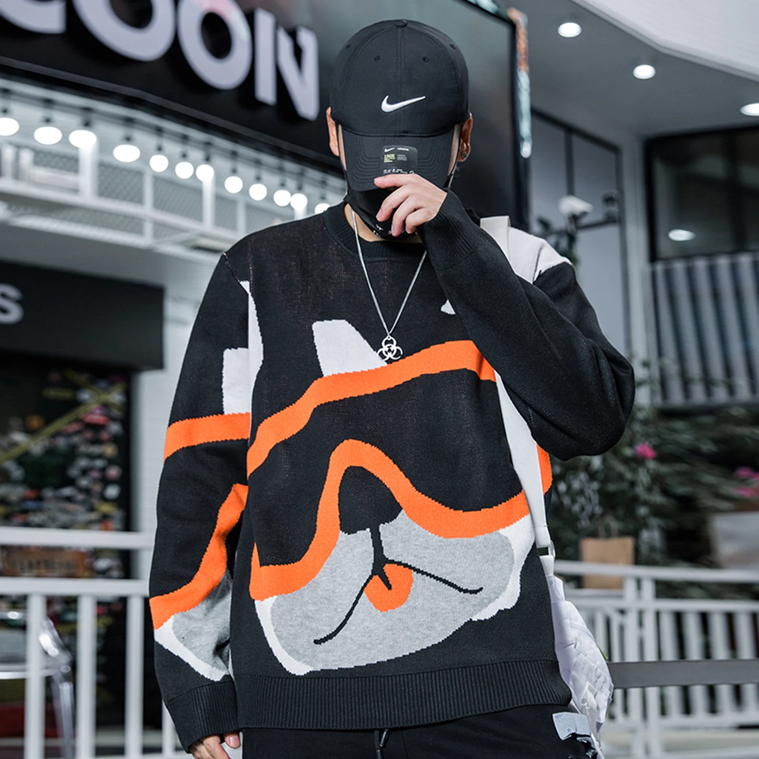 Aelfric Eden Funny Cartoon Dog Knitted Mens Sweaters Autumn Harajuku Fashion Hip Hop Male Pullovers Casual Tops Streetwear