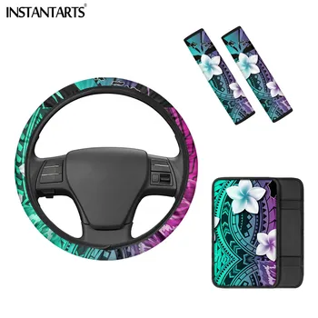 

INSTANTARTS Luxury Car Interior Steering Wheel Cover Soft Artificial Shoulder Pads Suitable for Most Vehicles Seat Belt Covers