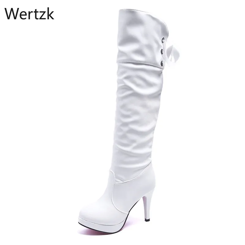 

High Boots Women Winter Pointed Toe Dropshipping Platform Super High Heel Plush Warm Thin Heel Causal Knee High Boots A684