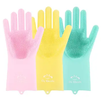 

1PC Silicone Gloves Dish Washing Scrubbing Gloves Cleaning Gloves For house dishes Kitchen Tool