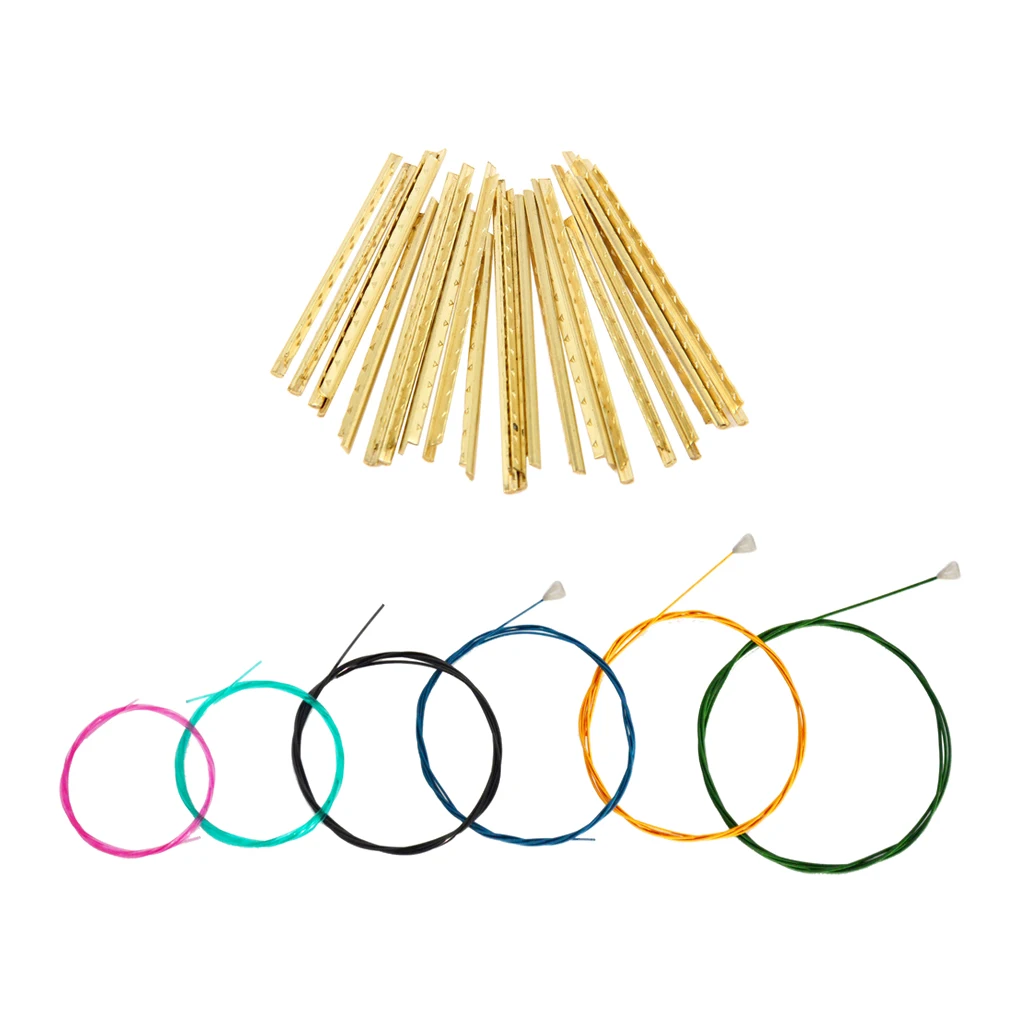 Durable Guitar Replacement Nylon Strings Set+Brass Fret Wires for Classical Guitar Accessory