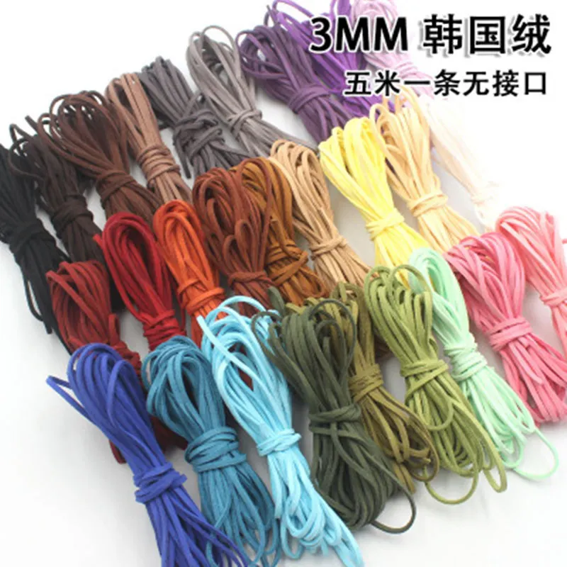 5 метров 3 мм плоская искусственная замша Корейский Бархатный кожаный шнур Ловец