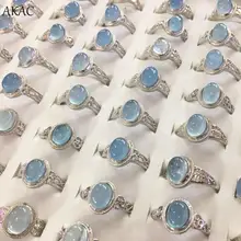 6-7*8-9 мм AKAC натуральный синий Аквамарин регулируемое кольцо белая медь горячая распродажа