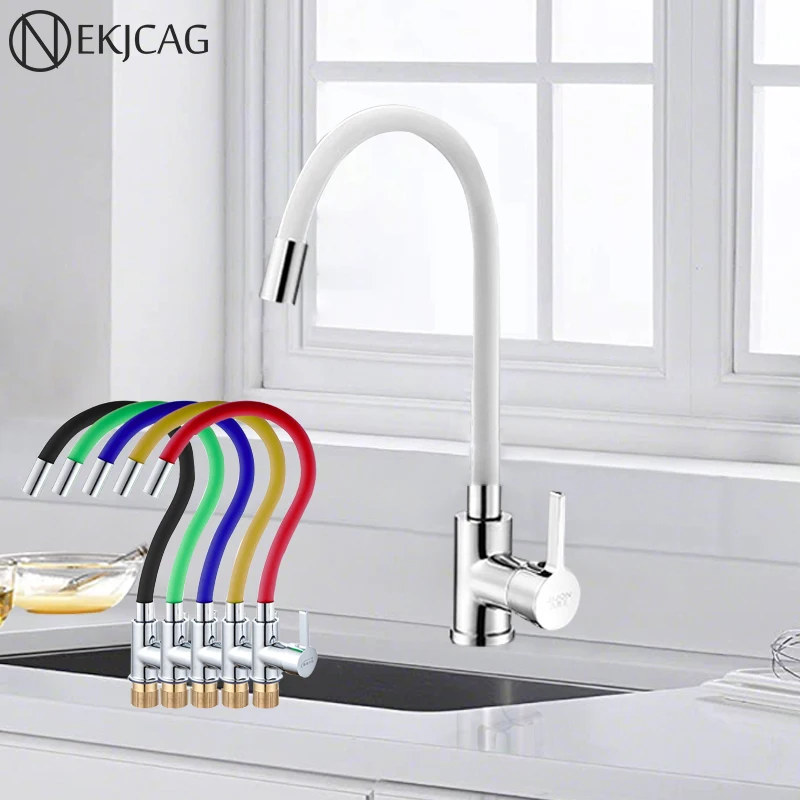 Nariz de Gel de sílice cualquier dirección giratorio grifo de cocina opciones multicolor frío y caliente grifo mezclador de agua Instalación de cubierta
