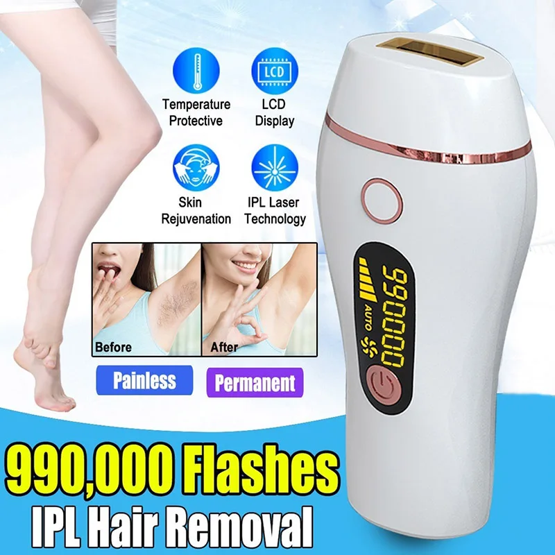 

Professional Permanent IPL Laser Epilator 990000 Flash Painless Hair Removal LCD Show Body Face Leg Laser Hair Removal Machine