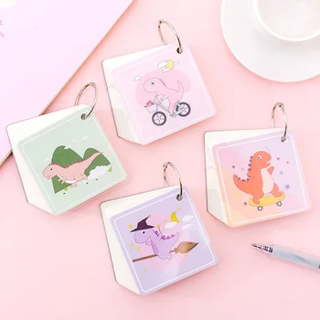 

Cute dinosaur notebook loose-leaf ring buckle word book pocket memo pad tearable notepad kids learning stationery gifts