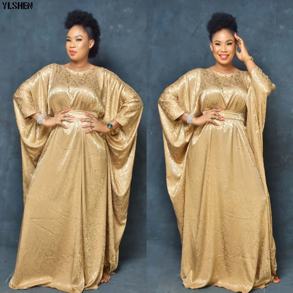 Long Maxi African Dress for Women 2020 Dashiki Satin Ankara Dresses Africa Traditional Boubou African Clothes Abaya Muslim Dress 02