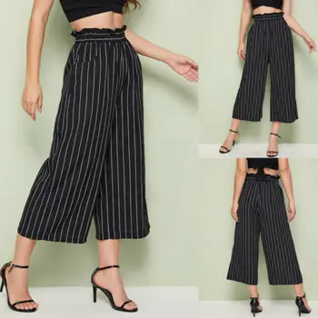 

2019 New Women Baggy Harem Pants Hippie Wide Leg Striped Gypsy Loose Female OL Boho Long Palazzo Trouser