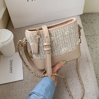 

daisy print PU Leather chain Crossbody bag For Women 2020 Lady Designer Handbag Solid color Shoulder Messenger Bag