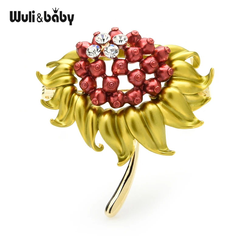 

Wuli&baby Beauty Sunflower Sees Brooches Women Enamel 3-color Flower Weddings Party Office Brooch Pins Gifts