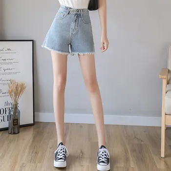 

Denim shorts spring and summer new female Korean version loose loose thin wide legs high waist shorts2020