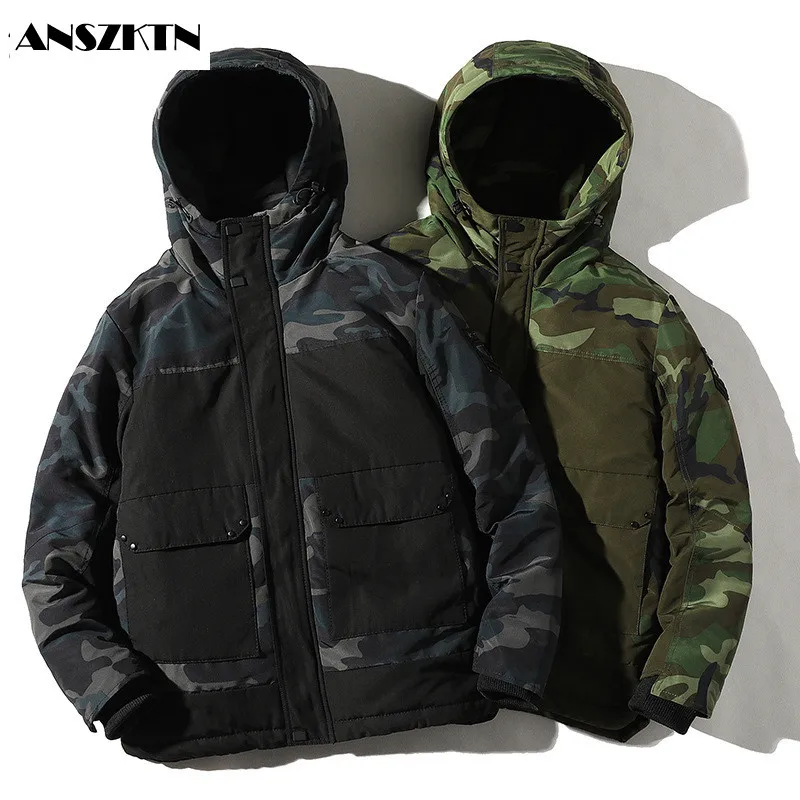 

ANSZKTN Winter New Jacket Mens Quality Thermal Thick Coat Camouflage Parka Warm Outwear Fashion White WINTER 1134 Jacket Men