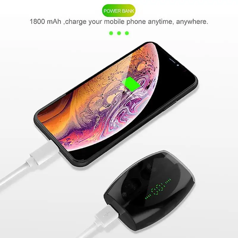 XG20 TWS гарнитура Bluetooth 5,0 Беспроводной наушники IPX5 светодиодный цифровой зарядки гарнитура Bluetooth напоминание о входящем вызове ответ