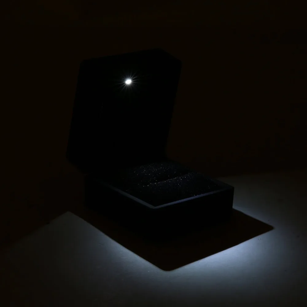 Светодиодный зажженный серьги подарочные коробки для колец обручальное кольцо для свадьбы ювелирный дисплей упаковка-органайзер для хранения черный/синий