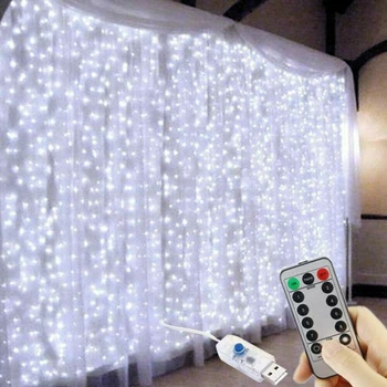 

Curtain Lights String Remote Control LED Curtain USB Powered Fairy Lights Garland Led Party Window Home Copper Wire Light