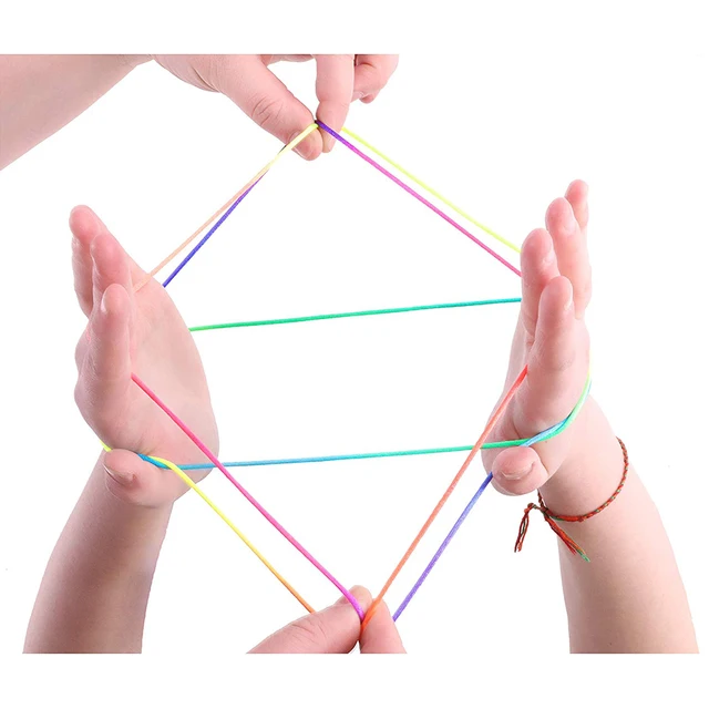 Kids Rainbow Colour Fumble Finger Thread Rope String Game Developmental Toy Puzzle Educational Game for Children Kids 5