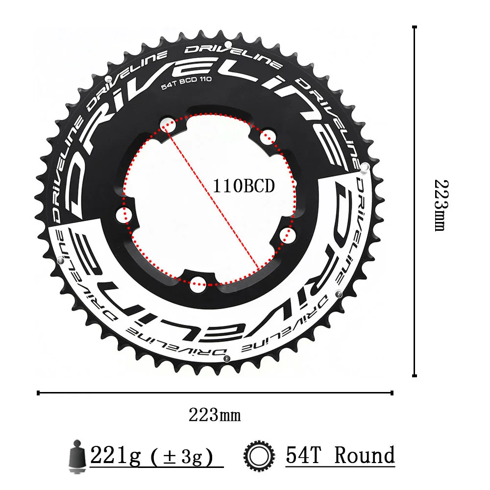DRIVELINE CNC 50/52/53/54/55/56/58T road bike TT chainring 110BCD