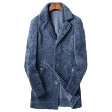 Пальто с натуральным мехом, осенне-зимняя куртка для мужчин, настоящая овечья овчина, длинные пальто, Мужская замшевая подкладка, шерстяные куртки jlk18yc93 MY1816