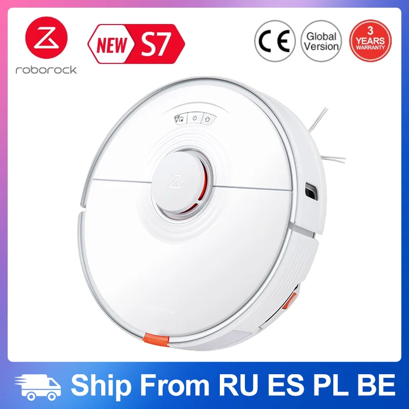 Roborock-Robot aspirador S7, Sónico fregado, Control por aplicación WiFi, barrido automático, esterilizador de polvo, cepillo flotante de goma nueva, novedad de 2021