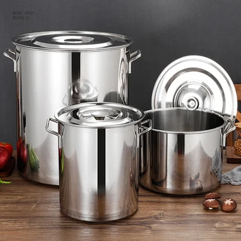 

Commercial Stainless Steel Soup Bucket Milk Barrel Soup Pot Large Capacity Kitchen Restaurant Hotel Cookware Cooking Hotpot